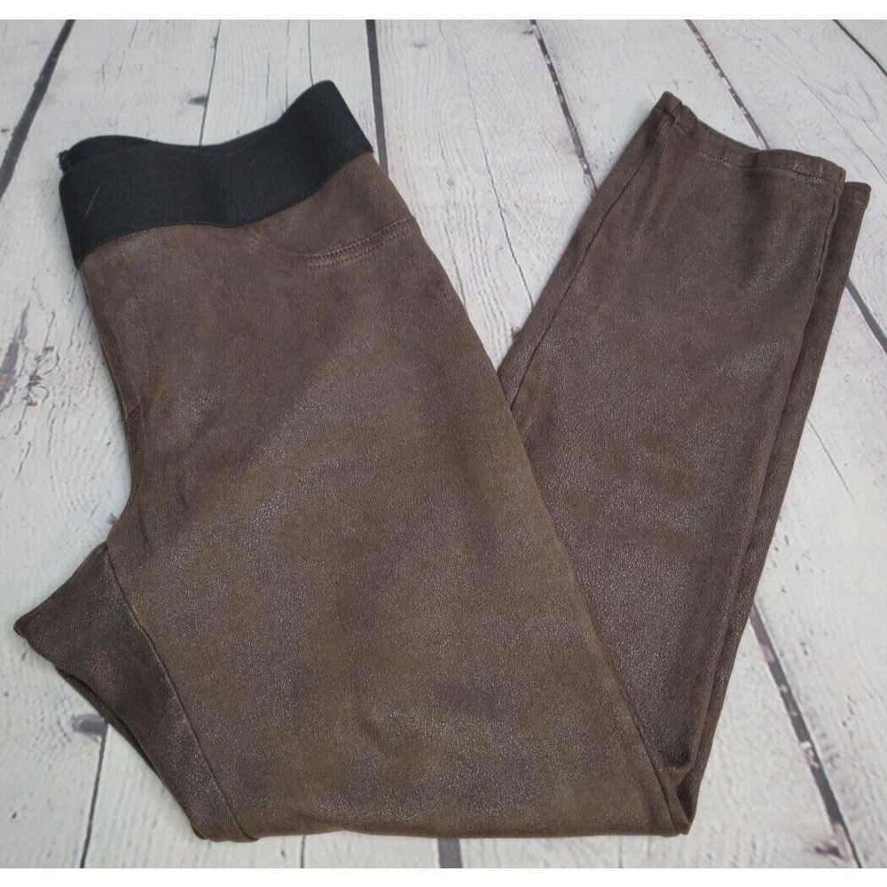 Karen Kane Brown Faux Suede Skinny Leggings Elastic Waistband size Med Made  US